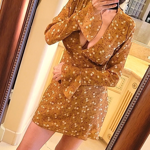 Wild Honey Deep V-Neck Floral-print Dress, S - Picture 5 of 16